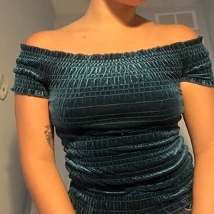 Velvet off shoulder shirt